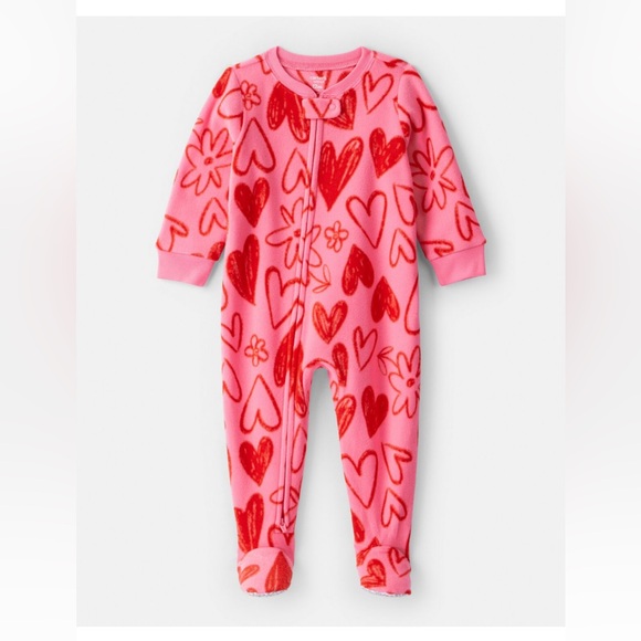Carter's Other - Carter's Pink and Red Heart Footie